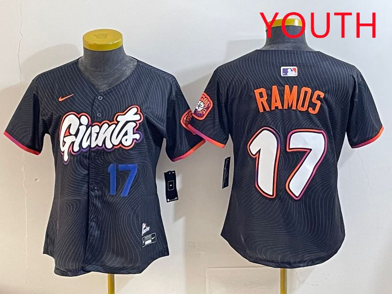 Youth San Francisco Giants #17 Ramos Black Joint Name 2025 Nike MLB Jersey style 3->youth mlb jersey->Youth Jersey